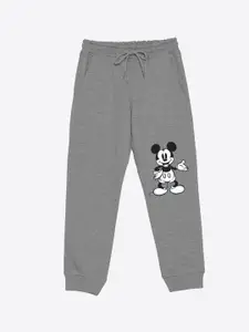 YK Disney Boys Mickey & Friends Graphic Printed Mid Rise Joggers