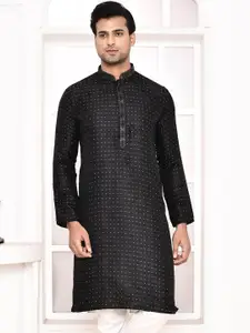 MAAHI FABS Men Polka Dot Thread Work Kurta