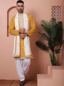 Jompers Embroidered Mirror Work Kurta With Salwar & Dupatta