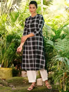 JAYPORE Checked Printed Regular Straight Kurta