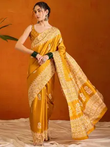 KALINI Printed Ethnic Motifs Bagru Saree