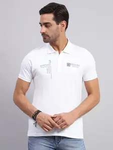 Monte Carlo Men Typography Printed Polo Collar Cotton T-shirt