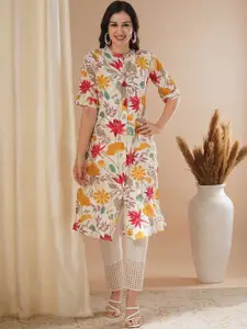 FASHOR Floral Printed Regular Straight Kurta