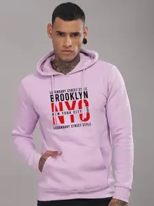 ADRO Men Typography Printed Hooded Cotton Sweatshirt