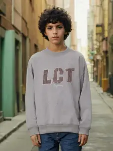 INCLUD Boys Typography Printed Pullover Sweatshirt