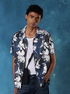 Flying Machine Men Cuban Collar Floral Printed  Casual Shirt