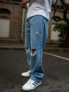 Powerlook Men Cotton Relaxed Fit Slash Knee Jeans