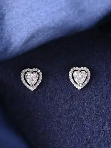 Clara Rhodium-Plated Contemporary Cubic Zirconia Studded Earrings