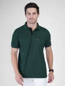 Polo Plus Men Bio Finish Solid Polo Collar Cotton T-shirt