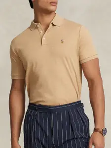 Polo Ralph Lauren Men Solid Pure Cotton Slim Fit Polo Collar T-shirt