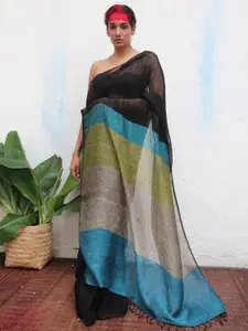 Chidiyaa Colourblocked Pure Linen Saree