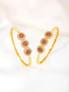 Peora Set Of 2 Gold-Plated Cubic Zirconia Stone Studded Bangles