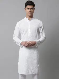 Jompers Men Woven Design Embroidered Cotton Kurta