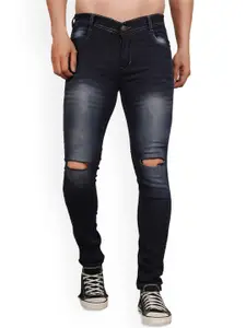 LINARIA Men Classic Slash Knee Heavy Fade Mid-Rise Cotton Jeans