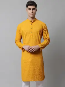 Jompers Men Woven Design Embroidered Cotton Kurta