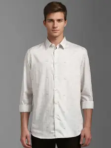 Louis Philippe Sport Men Classic Spread Collar Floral Printed Cotton Casual Shirt