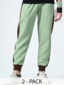 BAESD Men Pack Of 2 Colourblocked Relaxed-Fit Joggers