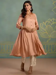 Likha Women Mandarin Collar Fit and Flare Ethnic Kurta