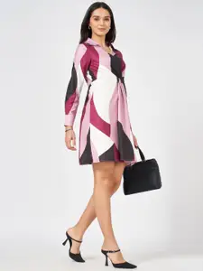 Annabelle by Pantaloons Women Colourblocked Printed Formal A-Line Dress