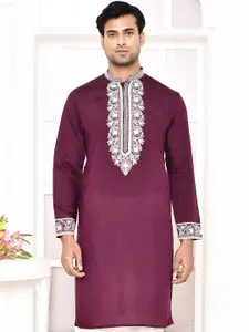 MAAHI FABS Men Floral Thread Work Kurta