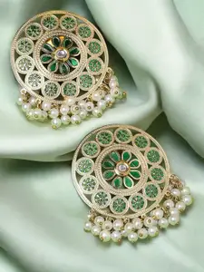 OOMPH Gold-Plated Contemporary Meenakari & Kundan Drop Earrings