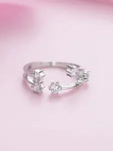 March by FableStreet 92.5 Sterling Sliver-Plated CZ Studded Adjustable Finger Ring