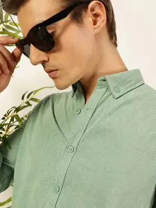 Thomas Scott Men Premium Corduroy Slim Fit Button-Down Collar Casual Shirt