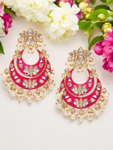 OOMPH Gold-Plated Floral Meenakari Chandbalis Earrings