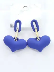 KRENOZ Rhodium-Plated Heart Shaped Drop Earrings