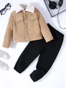 INCLUD Boys Shirt Collar Long Sleeves Corduroy Jacket with Joggers