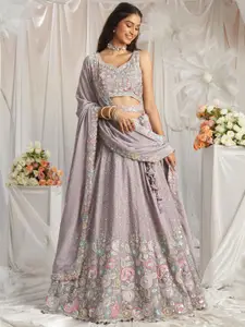 panchhi Embroidered Sequinned Semi-Stitched Lehenga & Unstitched Blouse With Dupatta