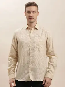 Turtle Men Classic Spread Collar Micro Ditsy Printed Lyocell Slim Fit Formal Shirt