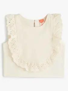 Koton Girls Solid Round Neck Sleeveless Top