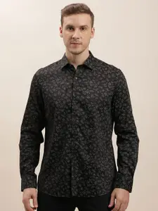 Turtle Men Classic Spread Collar Floral Printed Lyocell Slim Fit Party Shirt
