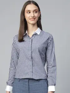 Hancock Women Gingham Checked Pure Cotton Formal Shirt