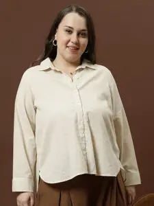 Athena Ample Women Plus Size Solid Linen Casual Shirt