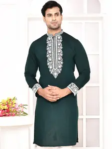 MAAHI FABS Men Floral Thread Work Kurta