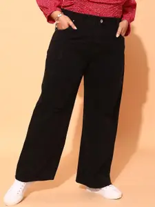 CURVY STREET Women Plus Size Comfort Flared High-Rise Cotton Jeans