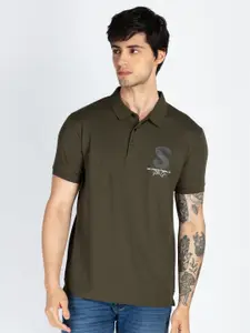 Status Quo Men Solid Polo Collar Cotton T-shirt