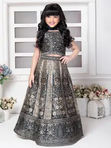 Tiny Kingdom Girls Printed Beads and Stones Ready to Wear Lehenga & Blouse With Dupatta