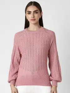 Van Heusen Woman Women Self Design Cable Knit Pullover