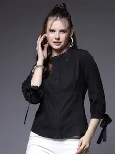 BEING NAUGHTY Women Comfort Band Collar Solid Casual Shirt