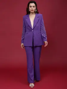 Fashion Gaiia Self Design Notched Collar Regular Fit Blazer