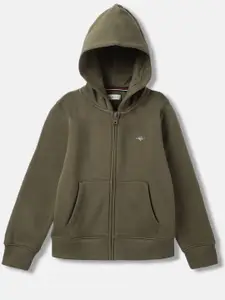 GANT Boys Solid Hooded Pure Cotton Sweatshirt