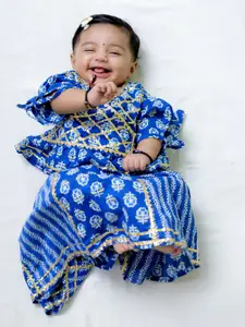 BownBee Girls Floral Printed Ready to Wear Cotton Lehenga & Blouse