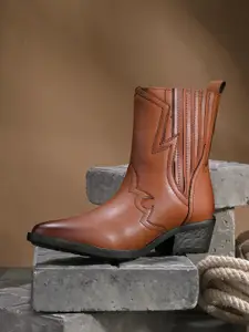 El Paso Women Block-Heeled Cowboy Boots