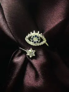 Arte Jewels 925 Sterling Silver Rhodium-Plated American Diamond Studded Finger Ring