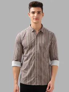 BULLMER Men Spread Collar Multi Striped Cotton Casual Shirt