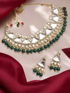 OOMPH Kundan Stones Studded & Beaded Necklace Set