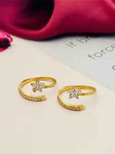 ABDESIGNS Gold-Plated American Diamond Toe Rings